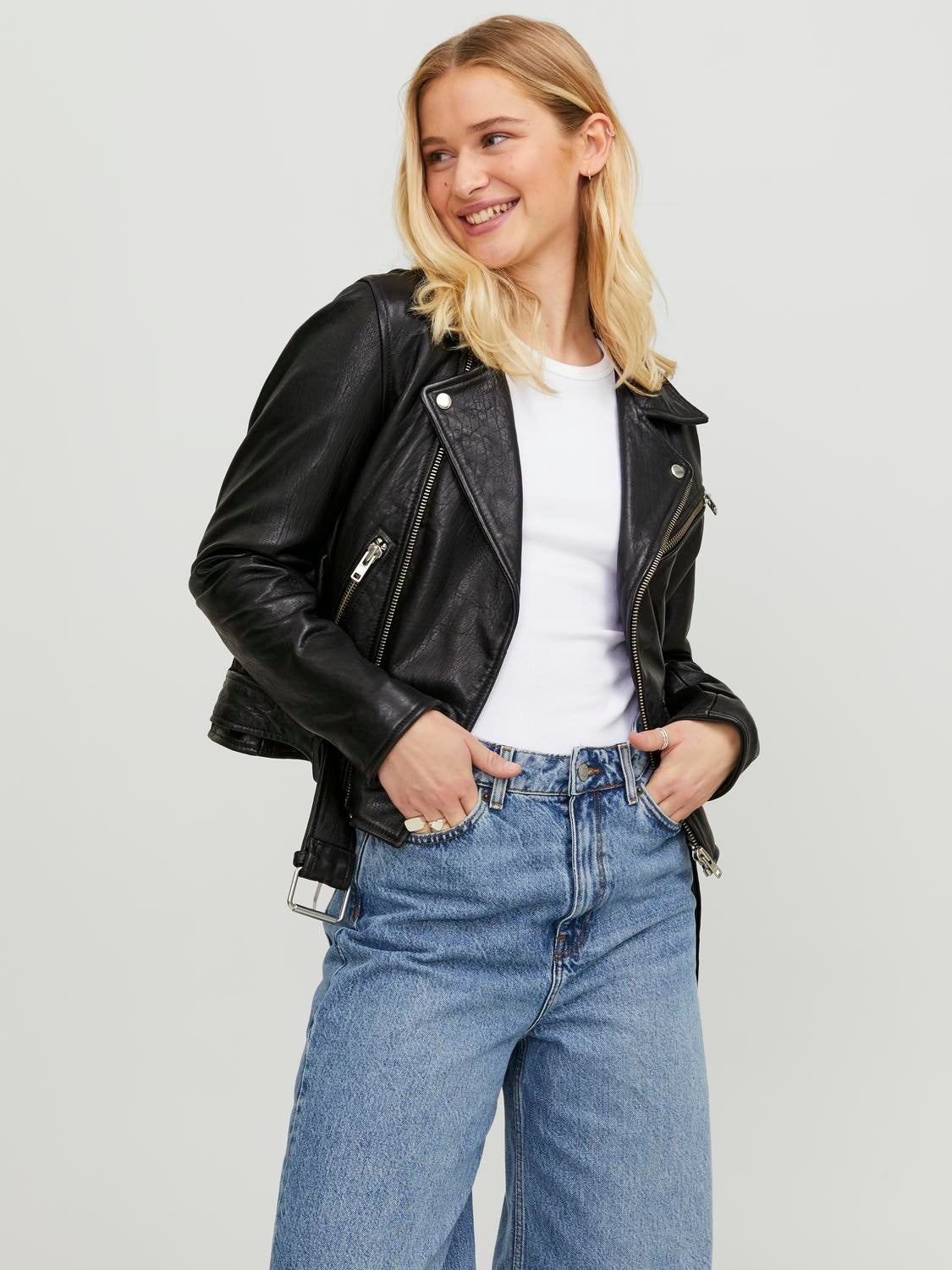 Jack & Jones Faux Leather Jacket with Stitch Shoulder Panel | ASOS