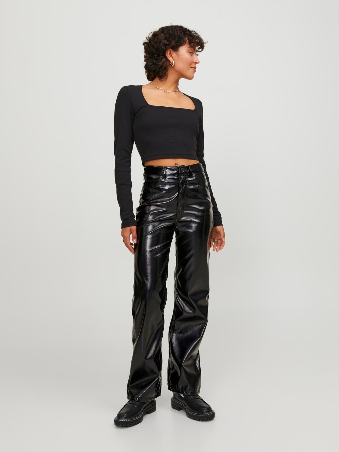 JXKENYA Faux leather trousers