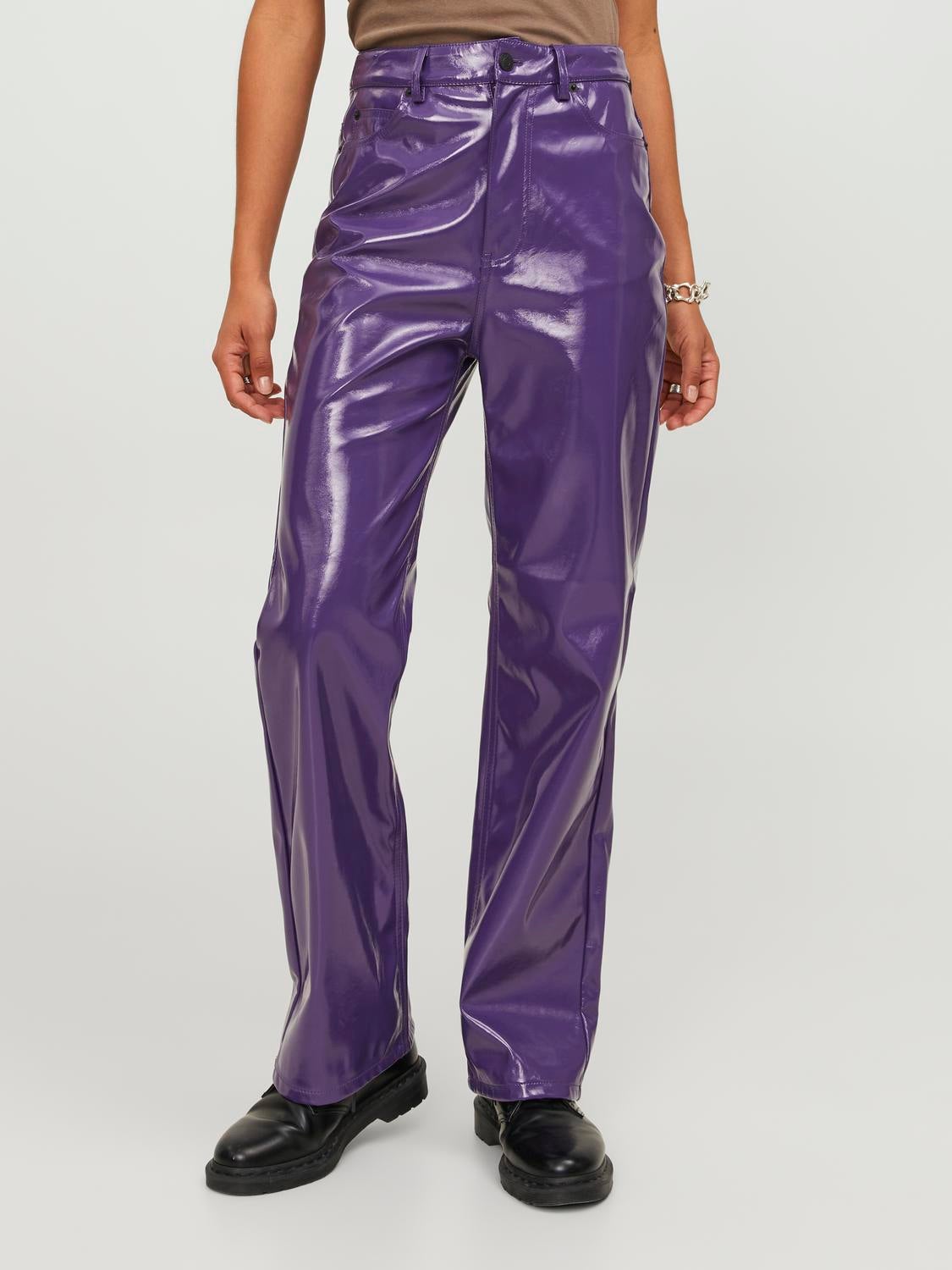 Purple on sale vinyl pants