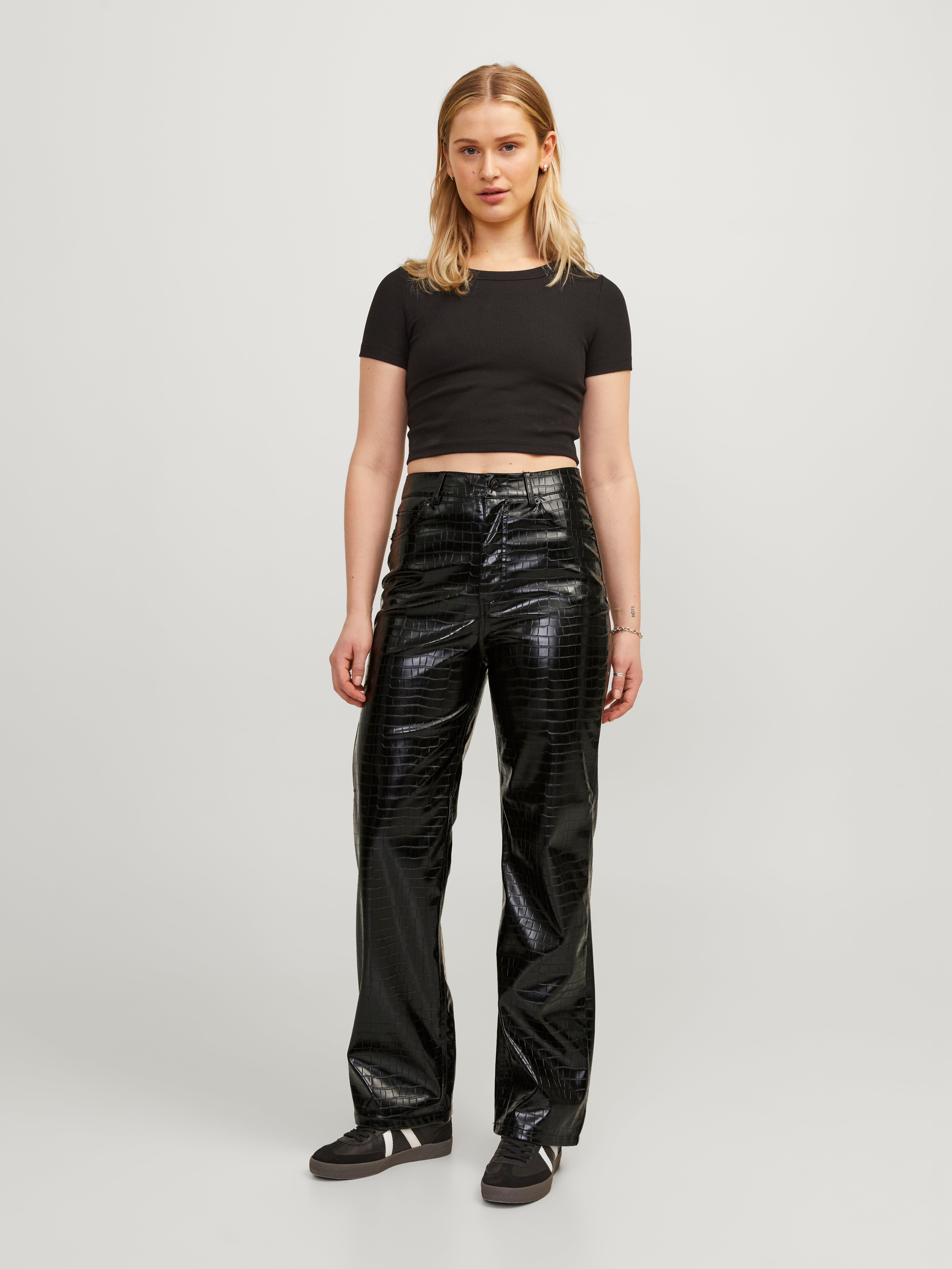 JXKENYA Faux leather trousers