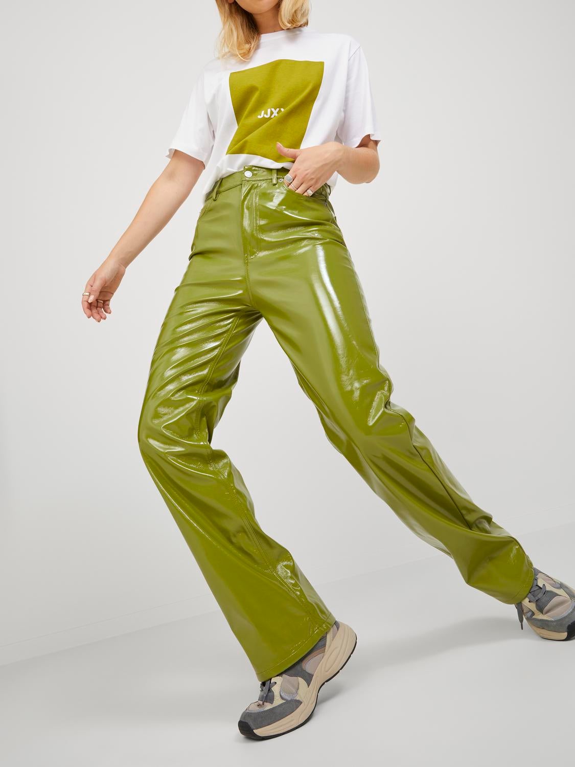 Green 2024 vinyl pants