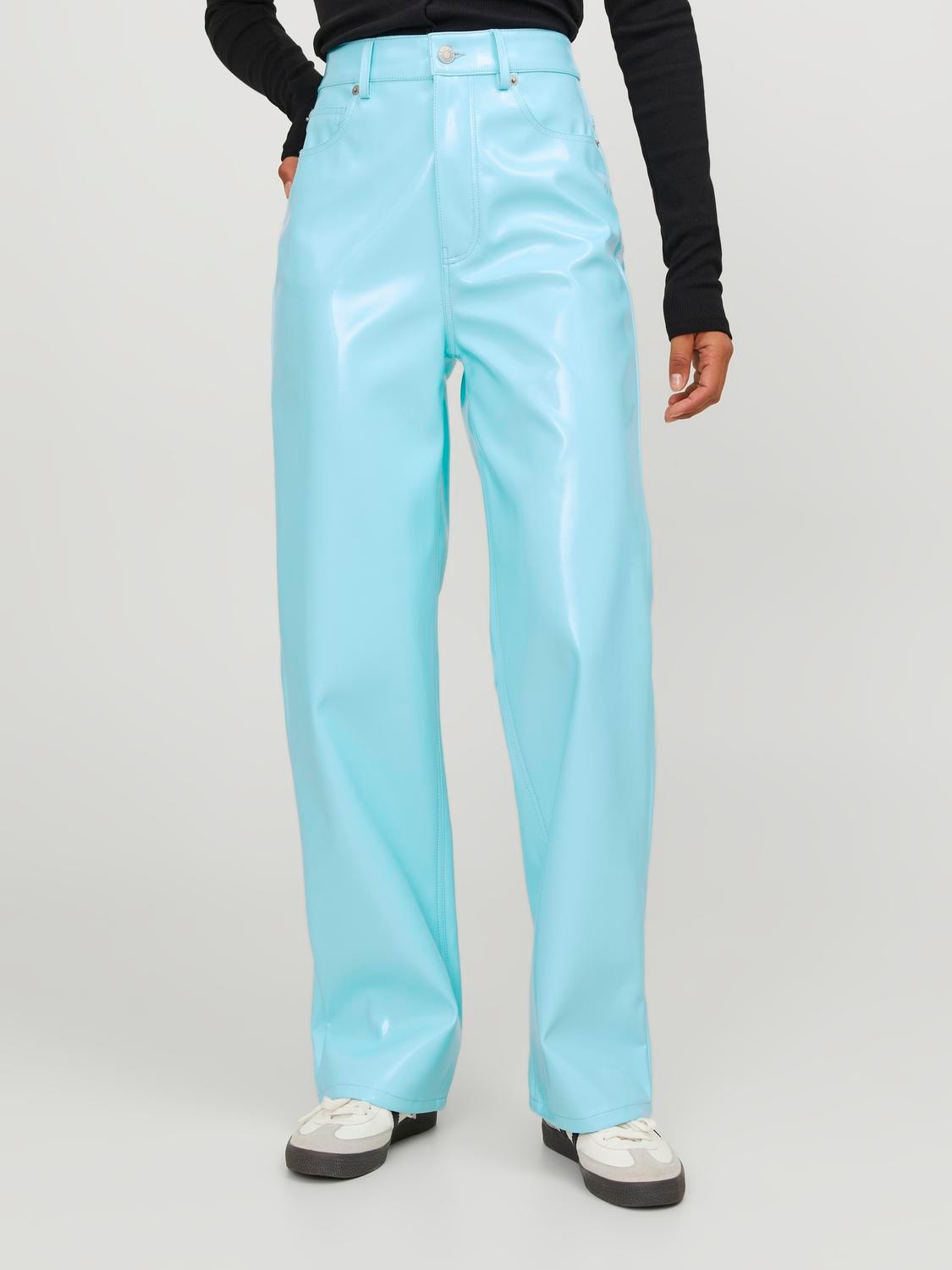 JJXX JXKENYA Faux leather trousers -Aruba Blue - 12201557