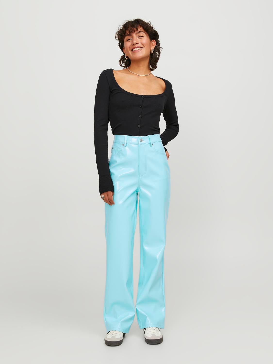 ASOS DESIGN faux leather straight leg trousers in pink co-ord | ASOS