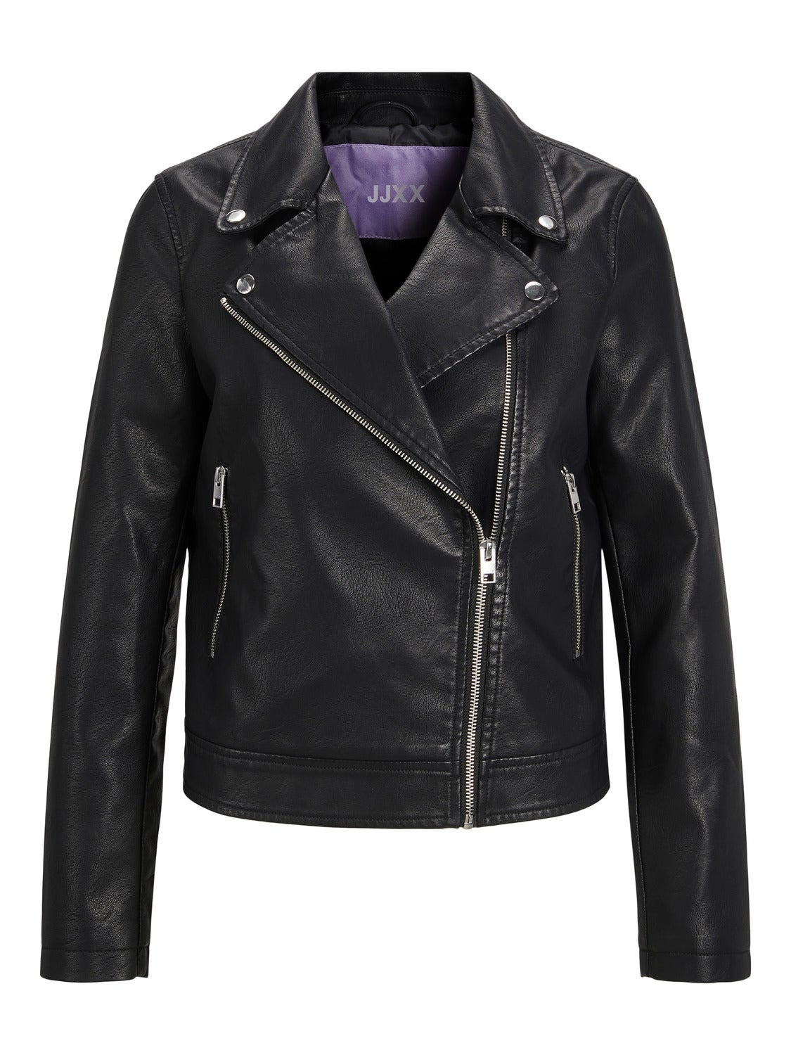 Leather look biker jacket womens best sale