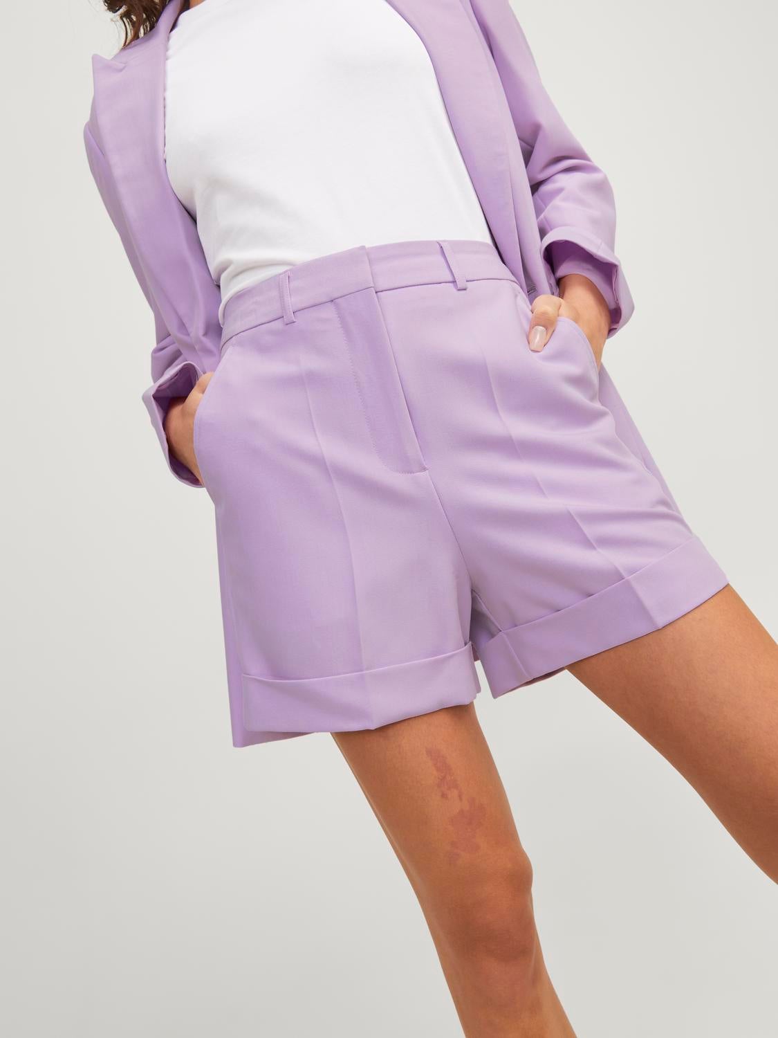 8 by Yoox Sequin Shorts Woman Shorts & Bermuda Shorts Purple Size 8 POLYESTER, Elastane
