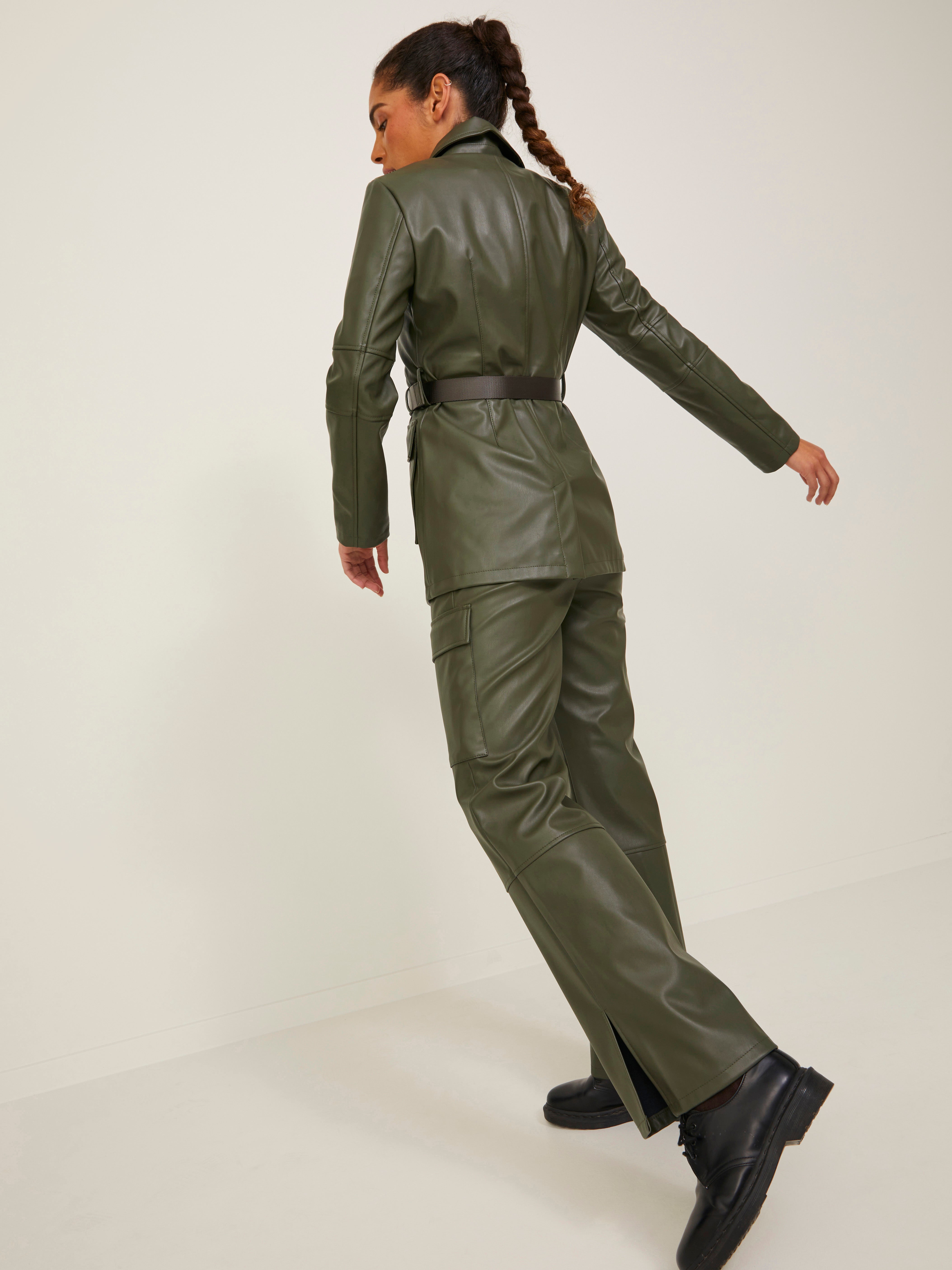 Army green best sale leather pants