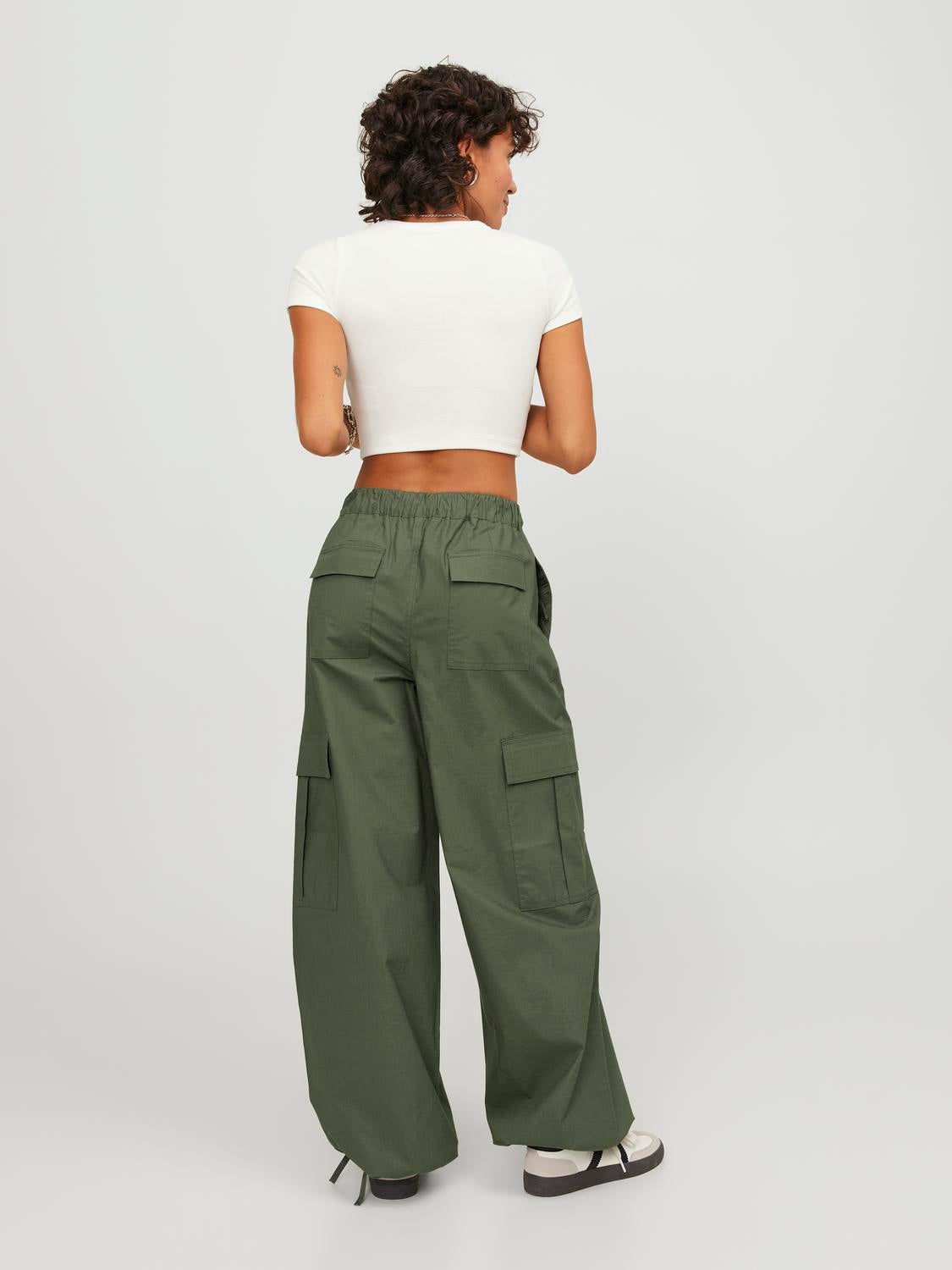 YOURS Curve Khaki Green Cuffed Cargo Trousers | Yours Clothing