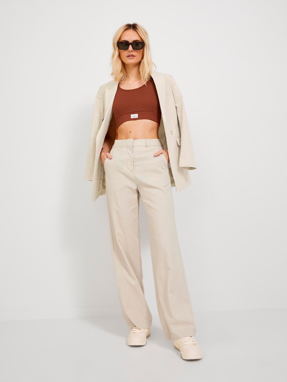 PANTALON Classique TAILLE HAUTE Beige 