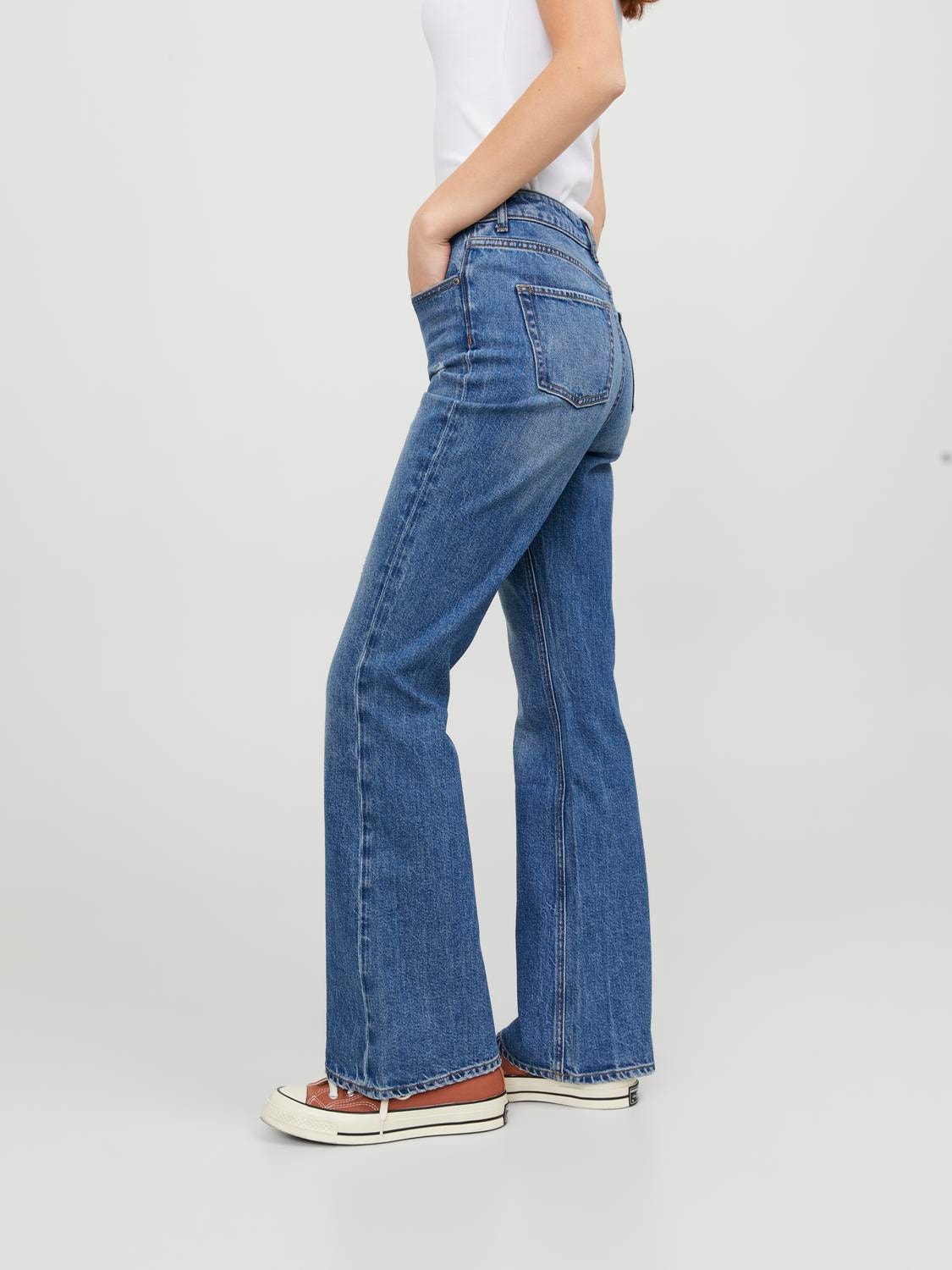 WITH HIGH WAIST - Bootcut jeans - medium blue denim