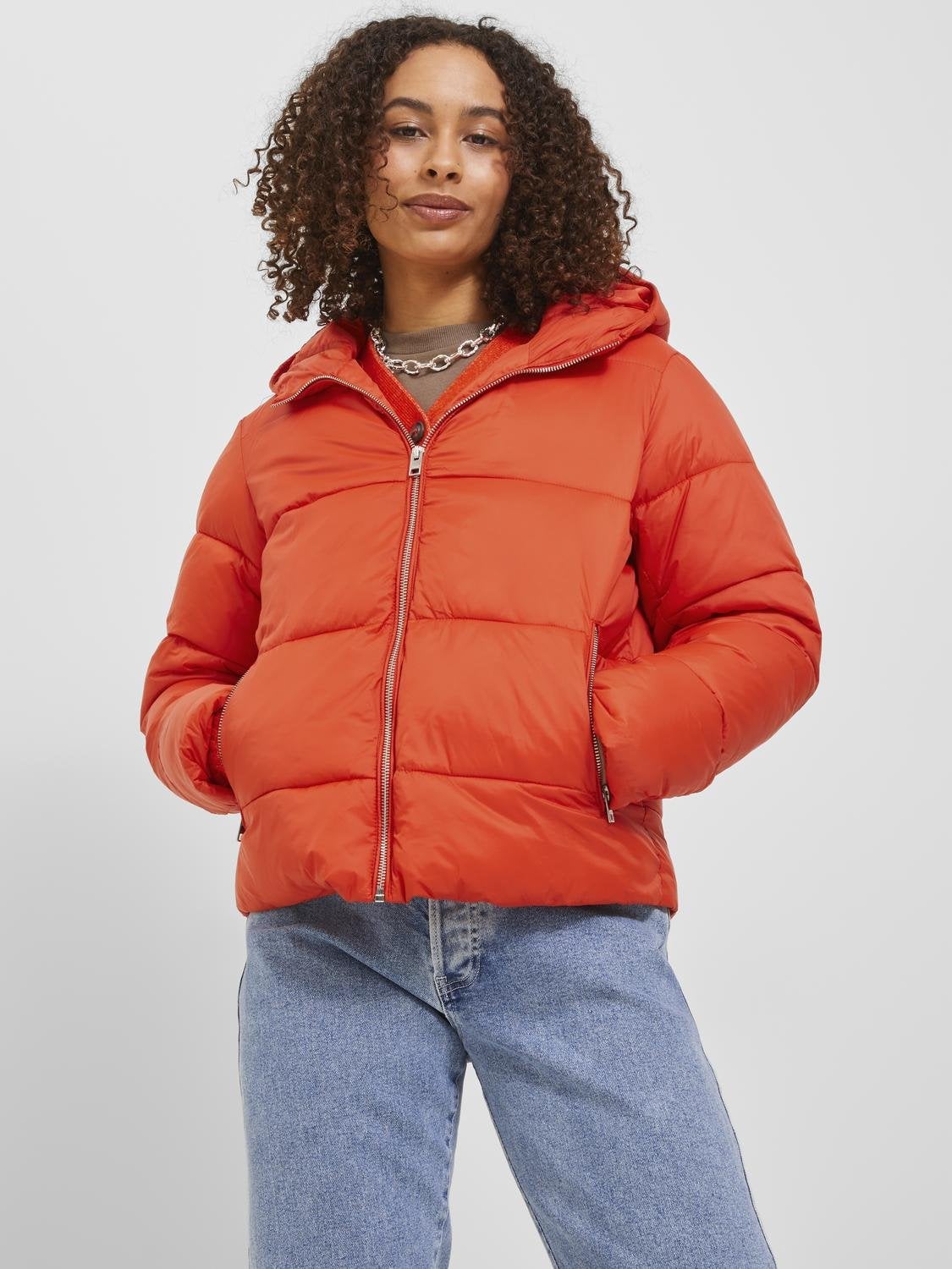 H and m red puffer clearance jacket