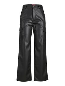 JJXX Παντελόνι Straight Fit Παντελόνι από συνθετικό δέρμα -Black - 12238626