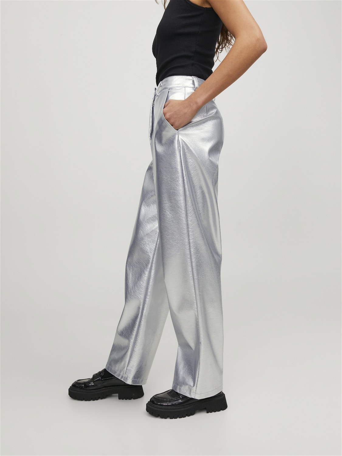 JJXX JXMARY Faux leather trousers -Silver - 12246641