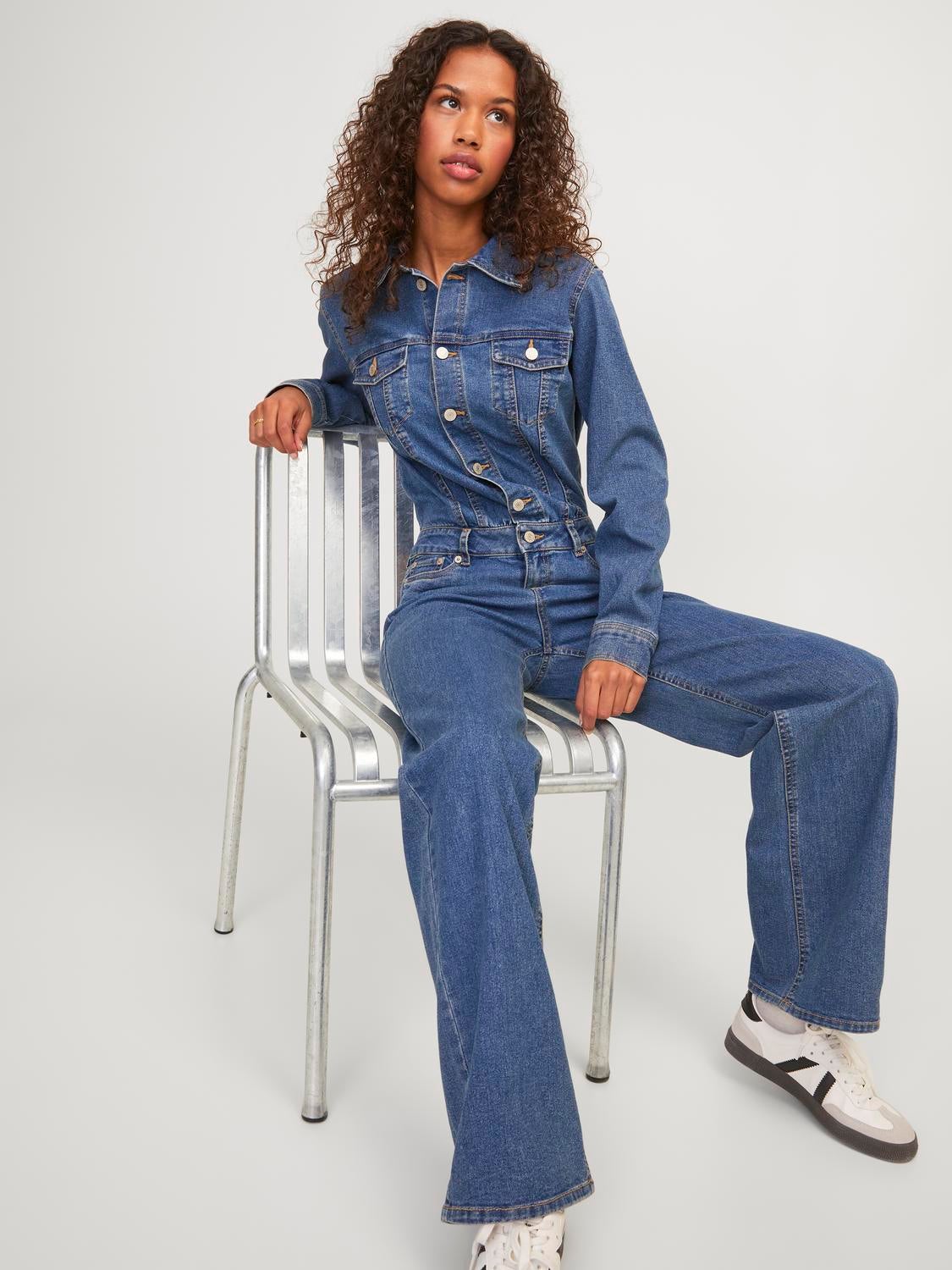 Buy online Tie Front Solid Denim Jumpsuit from western wear for Women by  Showoff for ₹1539 at 73% off | 2024 Limeroad.com