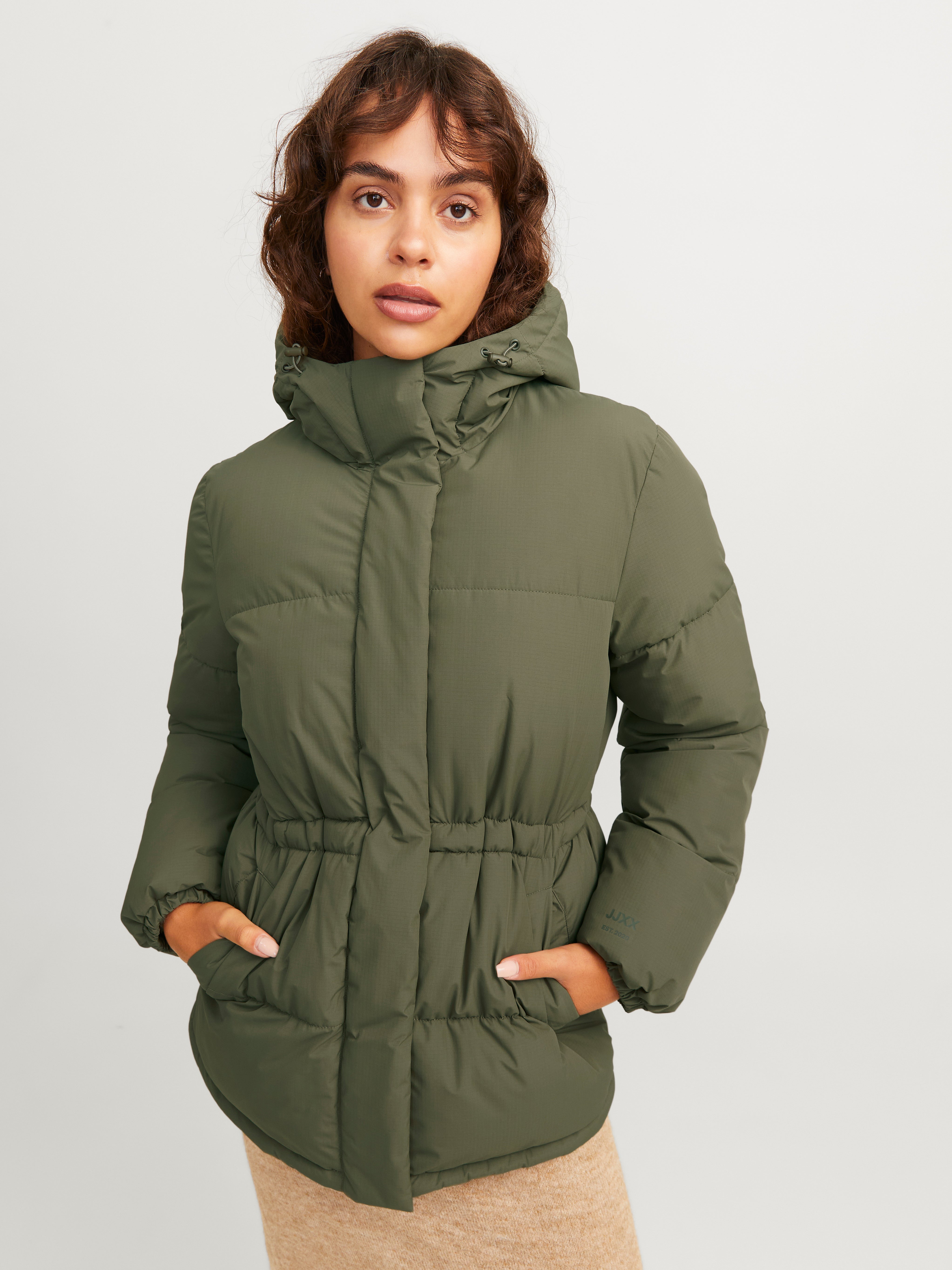 Olive green puffer jacket online