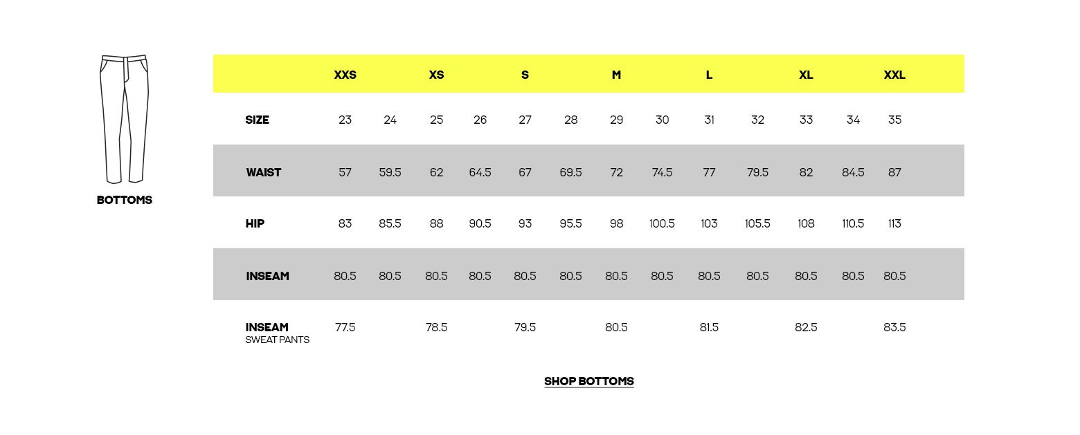 RNS Trouser Size Chart-Find your perfect size